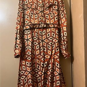 TORY BURCH  100% Silk Shirt Dress with Belt